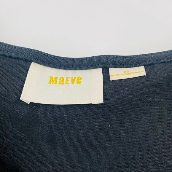 Maeve Anthropologie Size XS Black Scoop Neck Short Sleeve Blouse Top - Picture 6 of 7